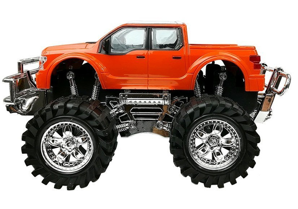 Fahrzeugset Orange Monster Truck Rot BMW Caravan 58 cm