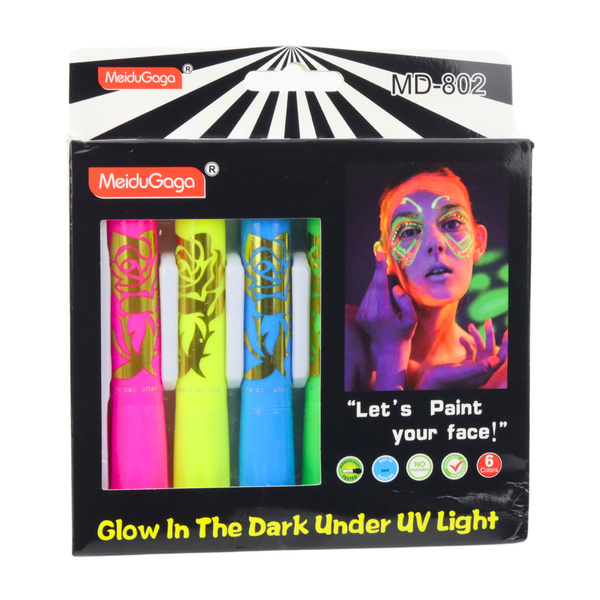 Face Painting Set Neon UV Fluorescent Pencils 6pcs