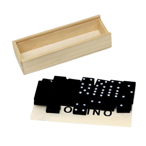 Family Logic Game Domino 32 Wooden Tiles Black