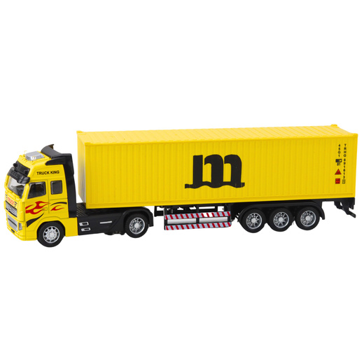 LKW mit Container, Metallkabine, Rückziehantrieb, Gelb