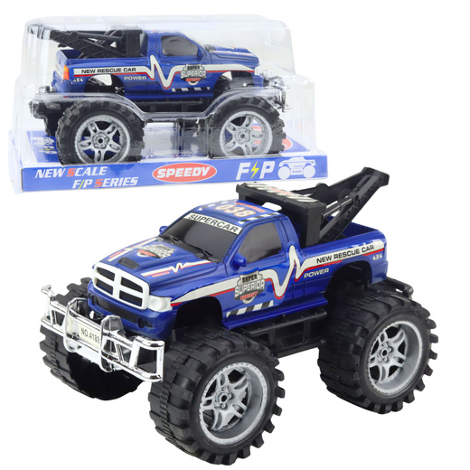 Rear-wheel drive off-road rescue vehicle with towbar, blue 27cm 
