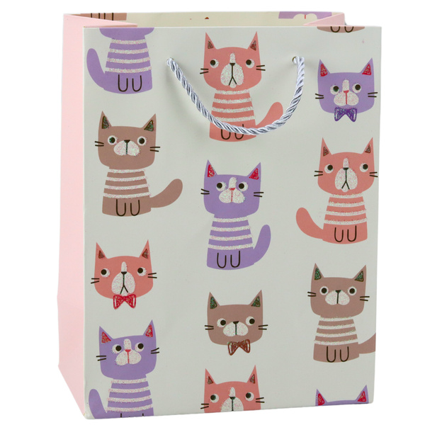 Paper Gift Bag Cats Glitter 23 x 18 x 10.5 cm
