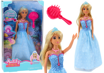 Anlily Mermaid Princess Blue Dress Brush Doll