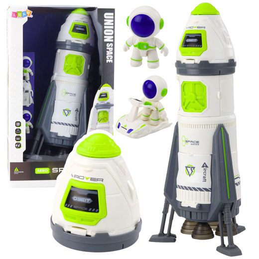 Weltraumrakete, Schiff, Astronautenfiguren, Lichter, Geräusche