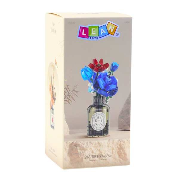 Construction Bricks Bouquet of Flowers in a Vase Red and Blue 358 pcs.