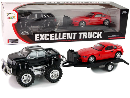 Fahrzeugset Schwarzer Monstertruck Weißer Caravan 58 cm