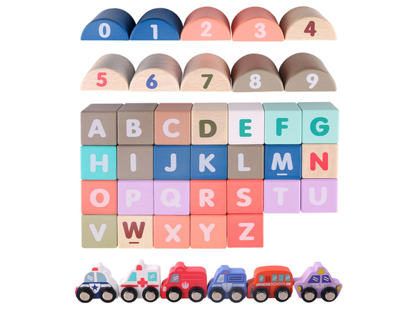 Set of Wooden Blocks City Letters Puzzle 115 Pieces