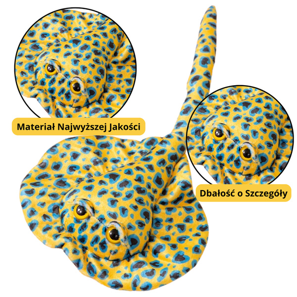 Plush Stingray Mascot Cuddly Toy Yellow Dotted 50cm