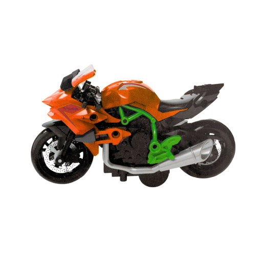Motorrad zum Zusammenbauen, Schrauben, Metall, 1:14, DIY, Orange-Grün