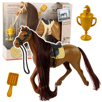 Horse With Long Mane Saddle Cup Brush Accessories Brown