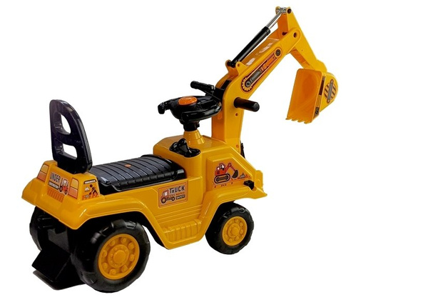 Excavator ride-on with a movable arm