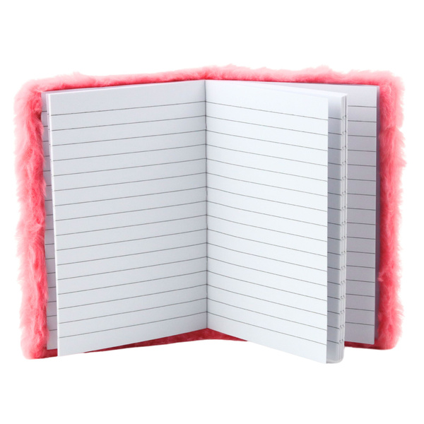 Plüsch-Notizbuch liniert Einhorn Pink A6 80 Blatt