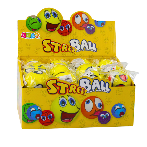Springball, Knetschaum-Emoticon-Ball, 6 cm