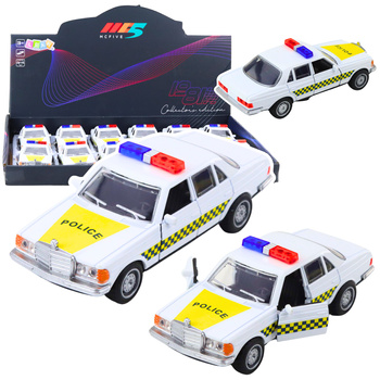 Classic Police Car Metal Drive Opening Doors White 1:32