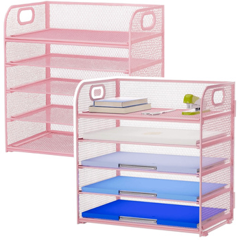 Folder Document Organizer 5 Levels Metal Pink