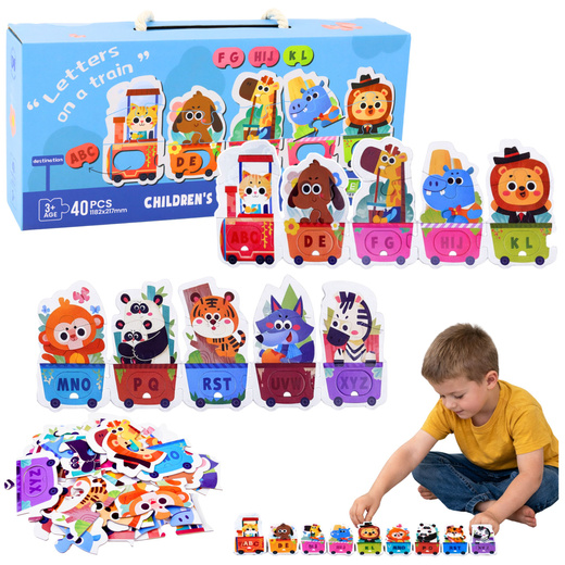 Educational Puzzle For Toddlers Alphabet Train With Animals 40 pcs.