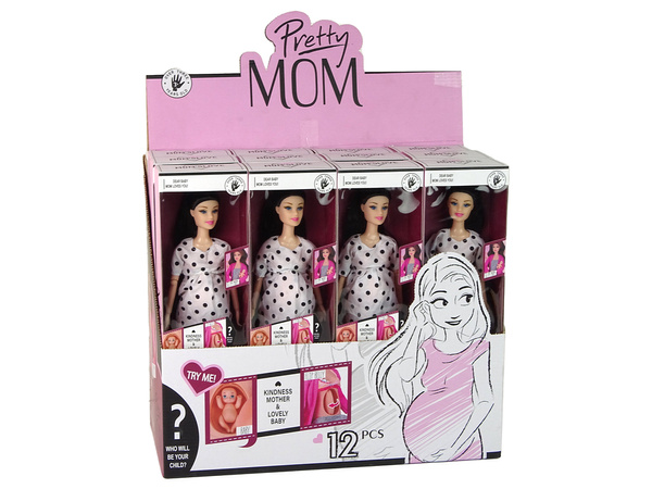 Schwangere Babypuppe im weißen Kleid