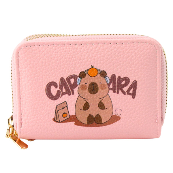 Two-compartment wallet with card compartments Capybara Pink 12.5 x 8.5cm