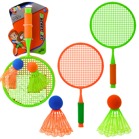 Badmintonschläger-Set: 2 Schläger, 2 große Federbälle und ein Ball