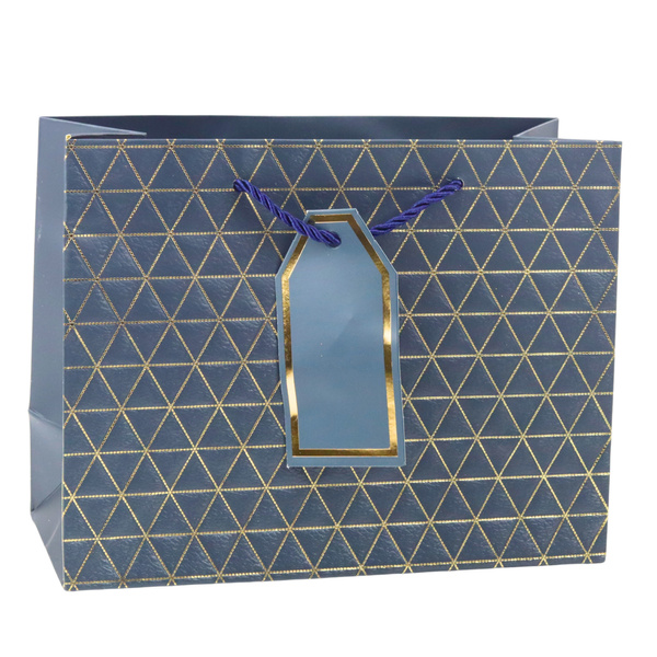Geometrische Geschenktüte mit goldenen Linien, 23 x 18 x 10 cm