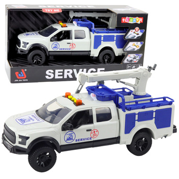 Service Truck with Crane Lights Sounds White 1:12