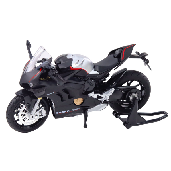 Sport Motorrad Metall Lichter Sounds Silver Elements Black V4 1:12