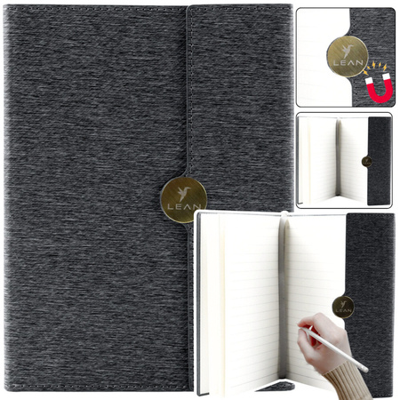 Magnetisches Notizbuch Office Notizbuch liniert A5 mit Umschlag Schwarz