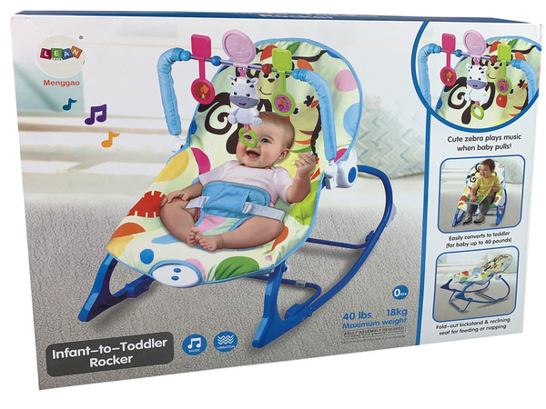 Rocking Chair 2in1 Blue Zebra Sounds Vibration