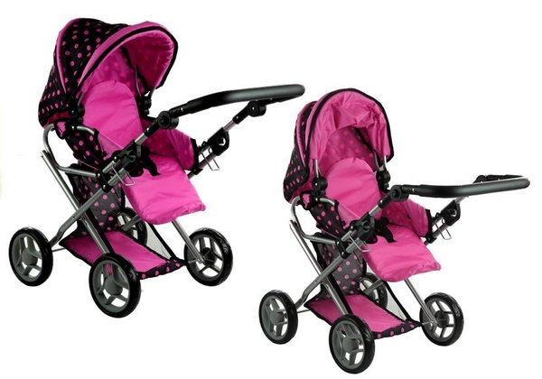 Puppenwagen Alice Kinderwagen Puppe Babytrage Set Puppenkarre Wagen Schwarz