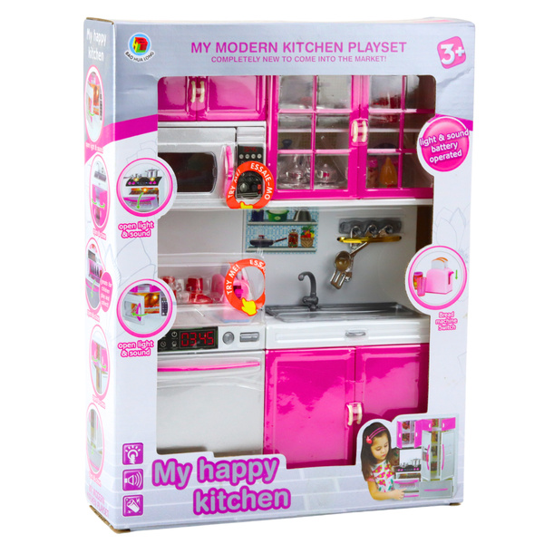 Doll Kitchen Cabinets Microwave Dishwasher Lights Sounds Pink