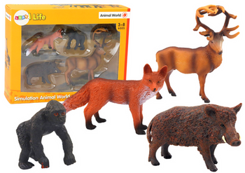 Figurenset: Waldtiere, Hirsch, Wildschwein, Fuchs, Gorilla