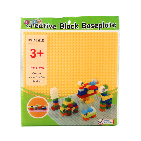 Construction Board for Building Blocks Yellow 25.5x25.5 cm