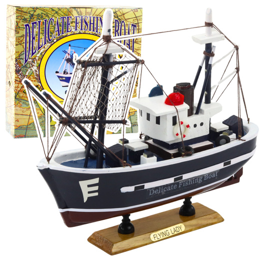 Collectible Decorative Model Fishing Boat Flying Lady 24x23cm