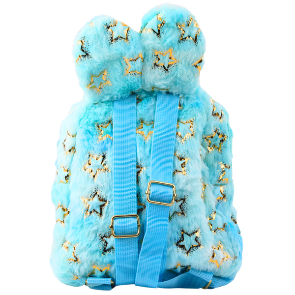 Plush Backpack Ears Gold Stars Children's Blue