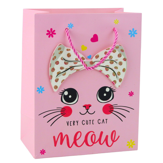 Paper Gift Bag Kittens Glitter Pink 23 x 18 x 10.5 cm
