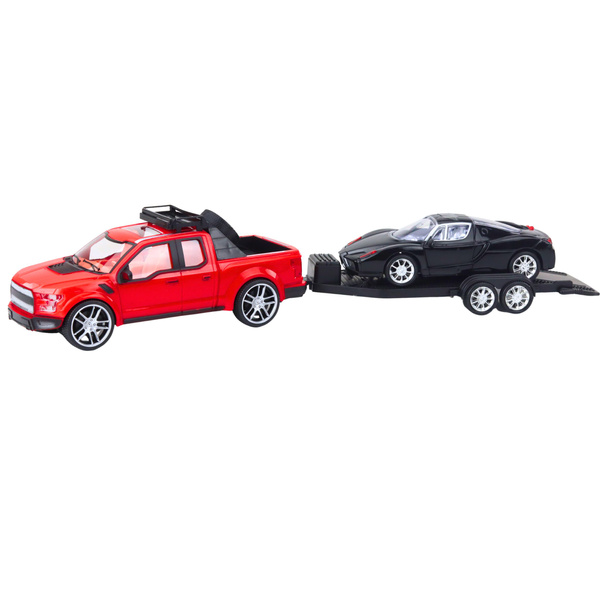 Set of Off-Road Car Red Tow Truck Black Sports Car 59cm