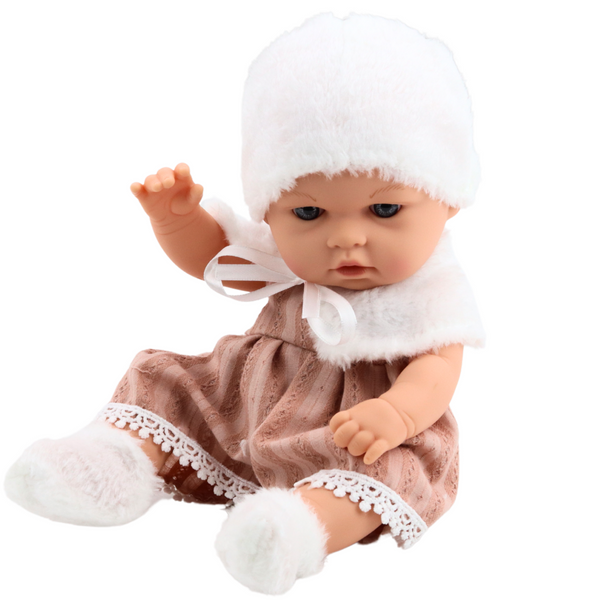 Baby Doll Beige Dress Hat Collar Socks