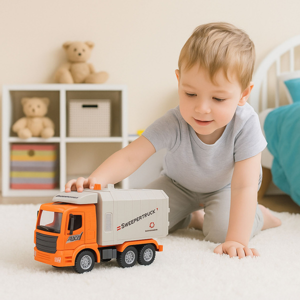 Müllwagen, Stadtlichter, Geräusche, Orange