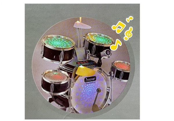 Drum Kit Percussion with Karaoke Lights and Sounds USB Microphone