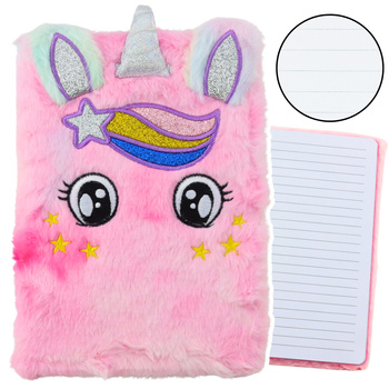Mit Plüsch gefüttertes Einhorn-Rosa-Regenbogen-Notizbuch