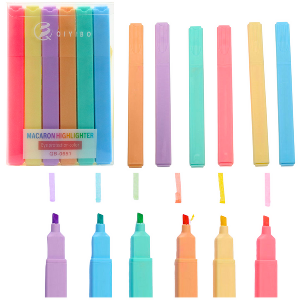 Set of Highlighters, Markers, Colored Markers, Office, School, 6 pcs.