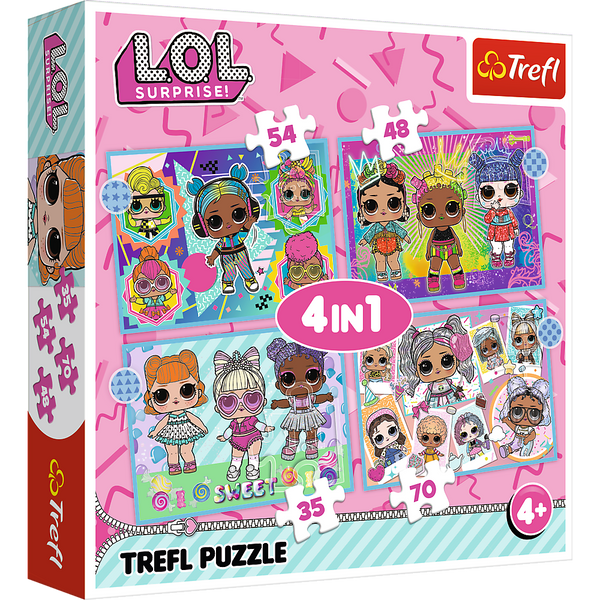 Puzzle - 4w1 (35, 48, 54, 70) - Poznaj laleczki - LOL Surprise! - Trefl 34613