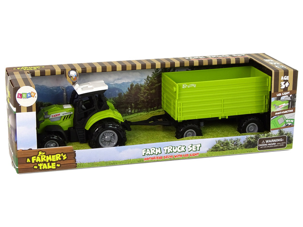 Farm Tractor with Trailer Lights Sounds Green