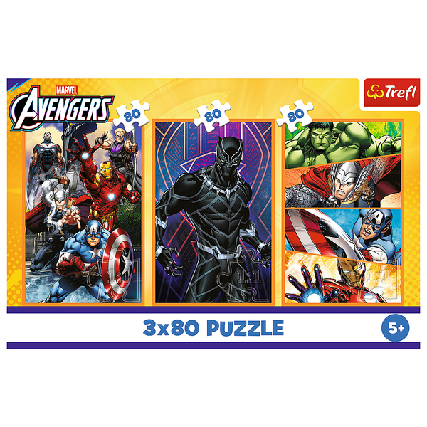 Puzzle - 3x80 - Dni pełne akcji - Disney Marvel The Avengers - Trefl 34883