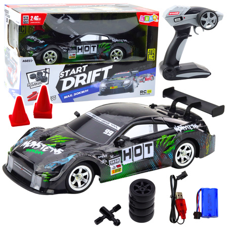 Drift Car RC Schwarz Grün 30km/h 1:16