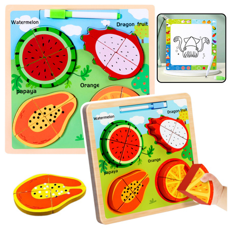 Puzzle Board 2in1 Wooden Educational Fruit Marker
