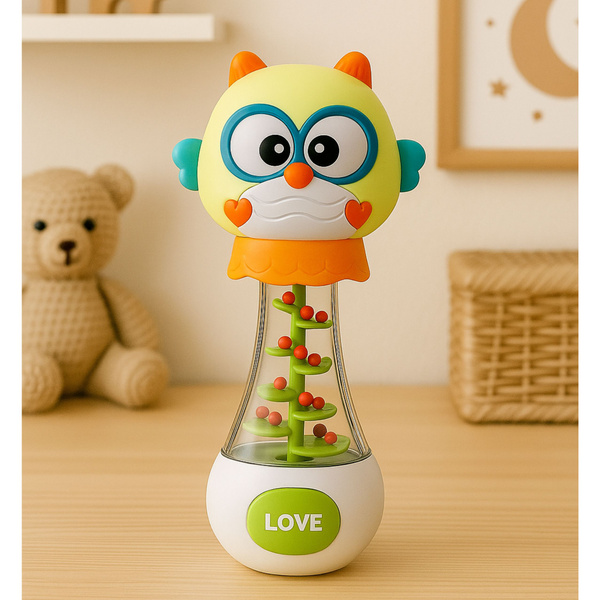 Owl Rattle Toy for Babies with Colorful Balls