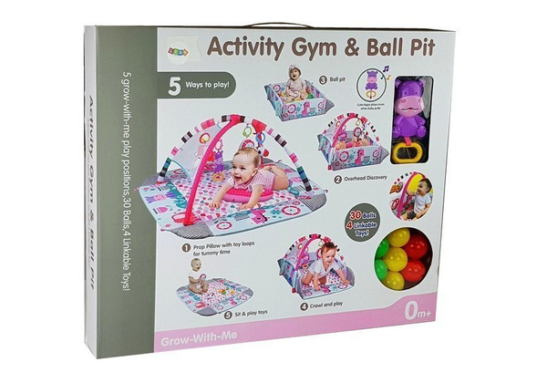 Große pädagogische Poolmatte für Babys 5in1 mit Bällen Hippo Balls