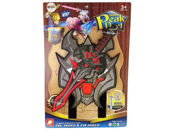 Schwarzes Krieger-Schwert-Schild-Set aus EVA-Schaumstoff.