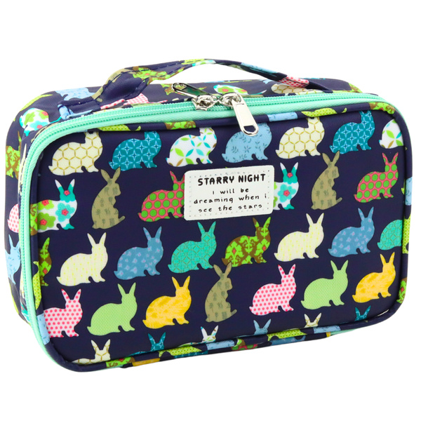 Pencil Case School Organizer Cosmetic Bag Additional Pocket Navy Blue 22.5cm